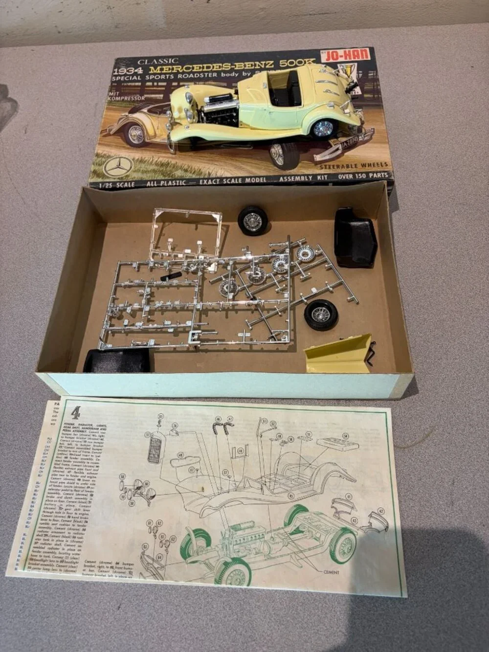 Vintage Jo-Han 1/25 1934 Mercedes-Benz 500K Special Sports Roadster Kit GC-234